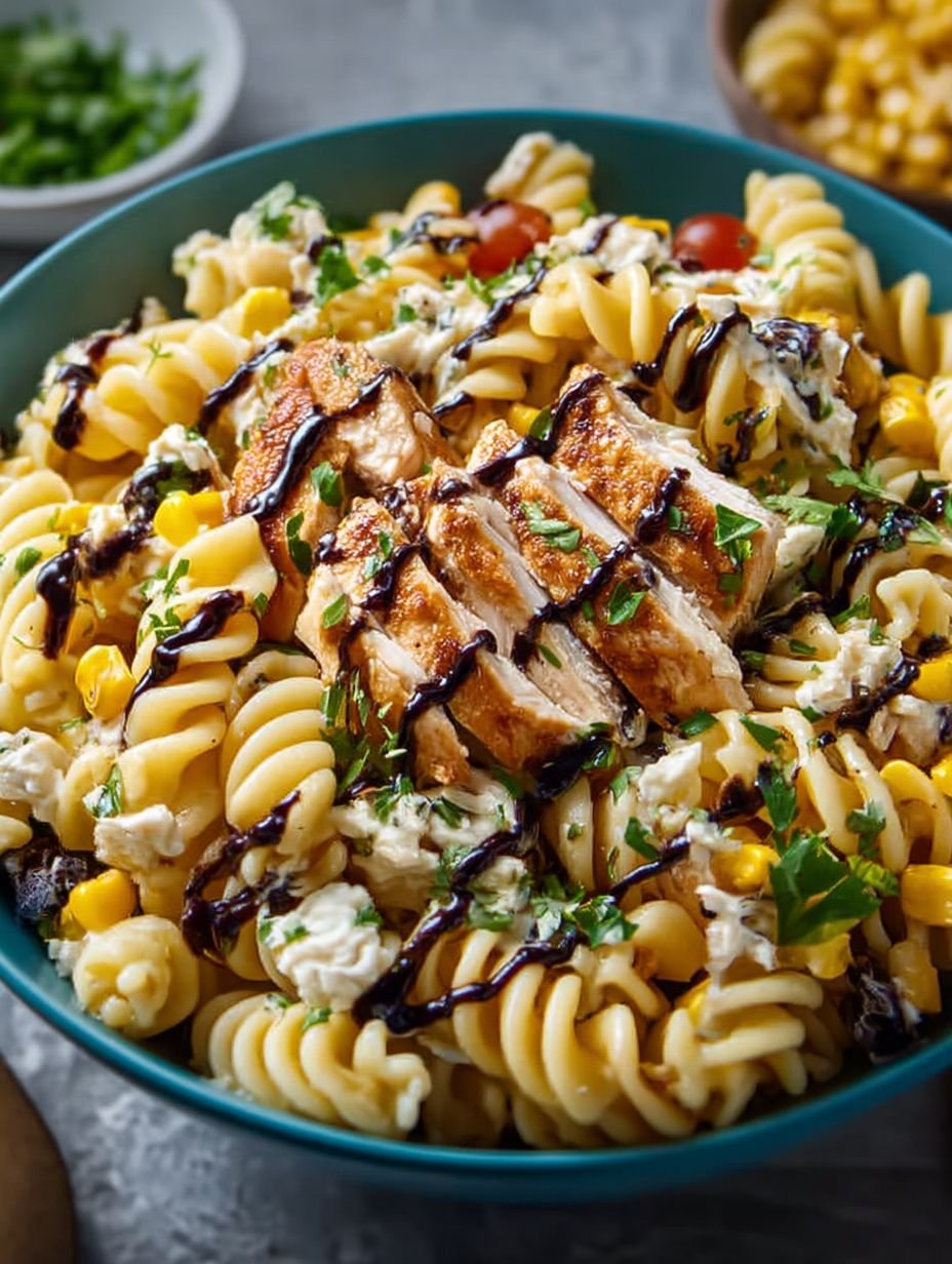 High Protein BBQ Chicken Pasta Salad image 2